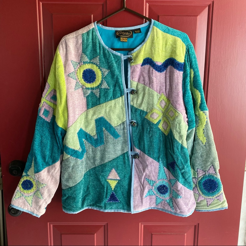 Vintage Patchwork Embroidered Cardigan Medium - image 1